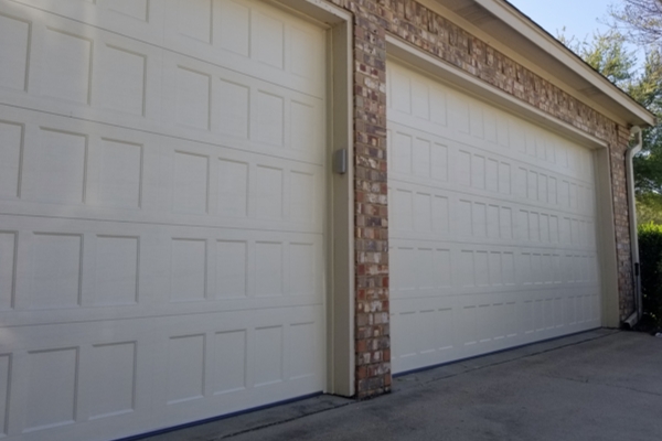 almond recessed panel garage door