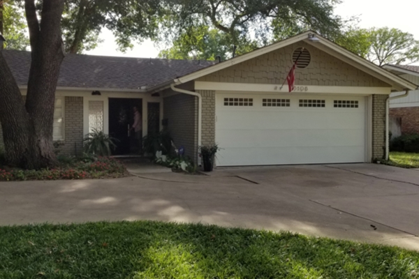 white 17x7 garage door with long stockton